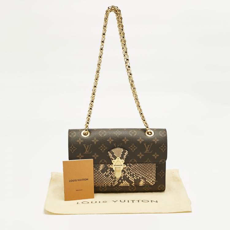 Pre Owned Louis Vuitton Cream Monogram Canvas and Python Victoire Bag
