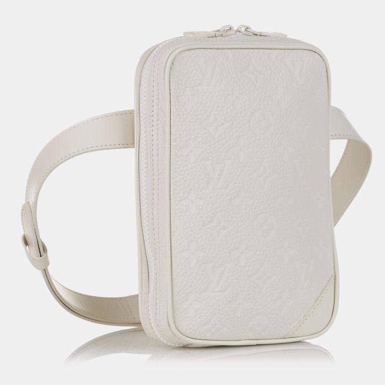 Pre Owned Louis Vuitton White Monogram Taurillon Utility Side 