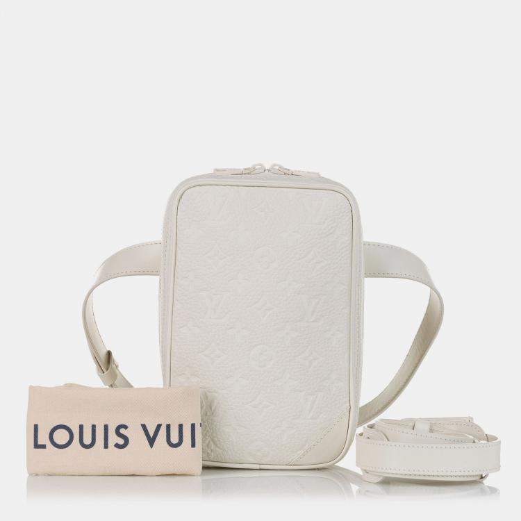 Pre Owned Louis Vuitton White Monogram Taurillon Utility Side 