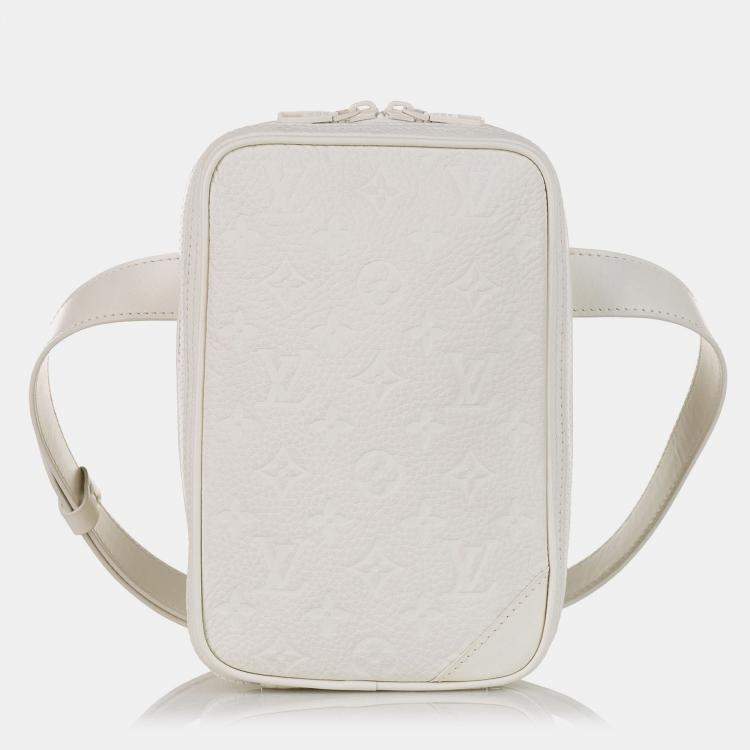 Pre Owned Louis Vuitton White Monogram Taurillon Utility Side 