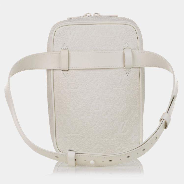Pre Owned Louis Vuitton White Monogram Taurillon Utility Side 