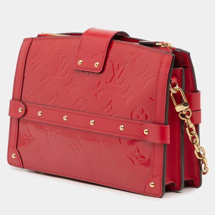 Pre Owned Louis Vuitton Red Monogram Vernis Trunk Clutch