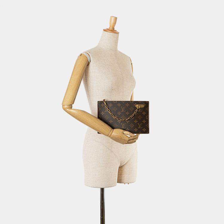Pre Owned Louis Vuitton Brown Monogram Legacy Chain Clutch
