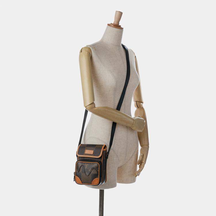 Pre Owned Louis Vuitton Brown Nigo Giant Damier Ebene Monogram Nano Amazone