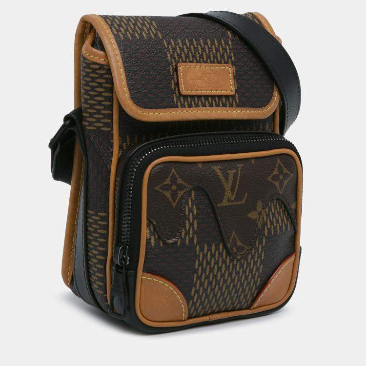 Pre Owned Louis Vuitton Brown Nigo Giant Damier Ebene Monogram Nano Amazone