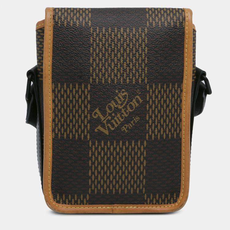 Pre Owned Louis Vuitton Brown Nigo Giant Damier Ebene Monogram Nano Amazone