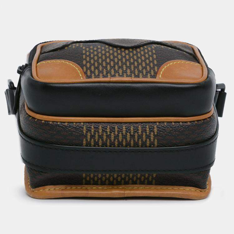 Pre Owned Louis Vuitton Brown Nigo Giant Damier Ebene Monogram Nano Amazone