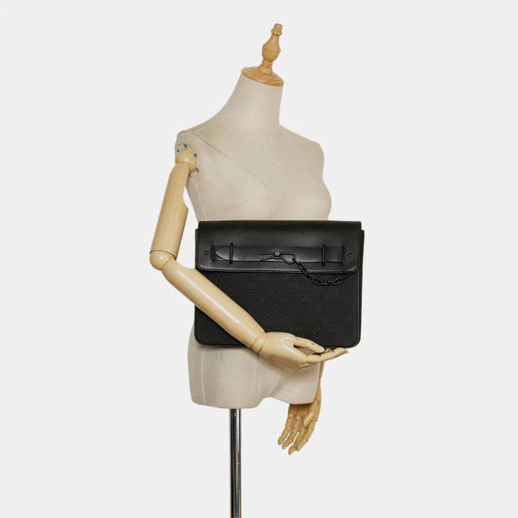 Pre Owned Louis Vuitton Black Monogram Taurillon Pochette Steamer