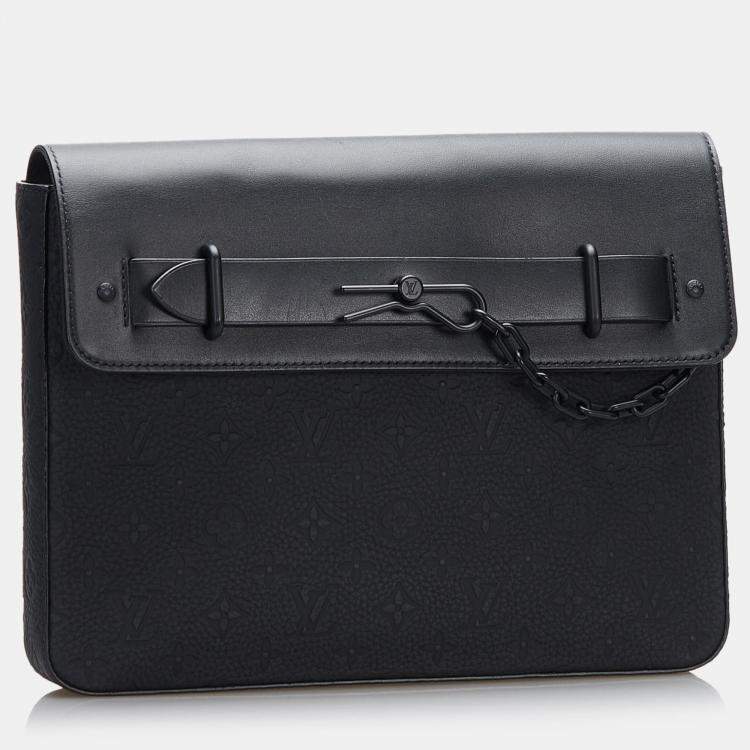 Pre Owned Louis Vuitton Black Monogram Taurillon Pochette Steamer