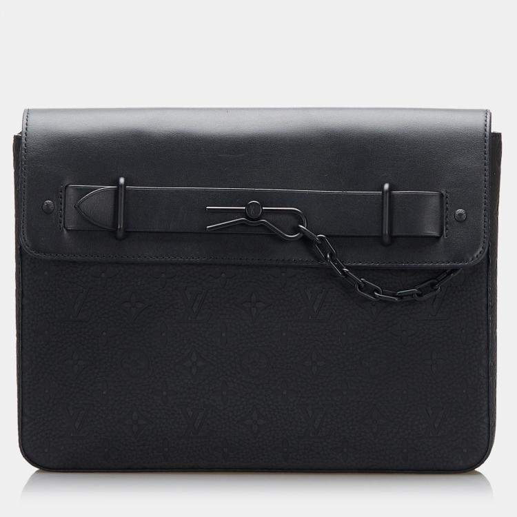 Pre Owned Louis Vuitton Black Monogram Taurillon Pochette Steamer