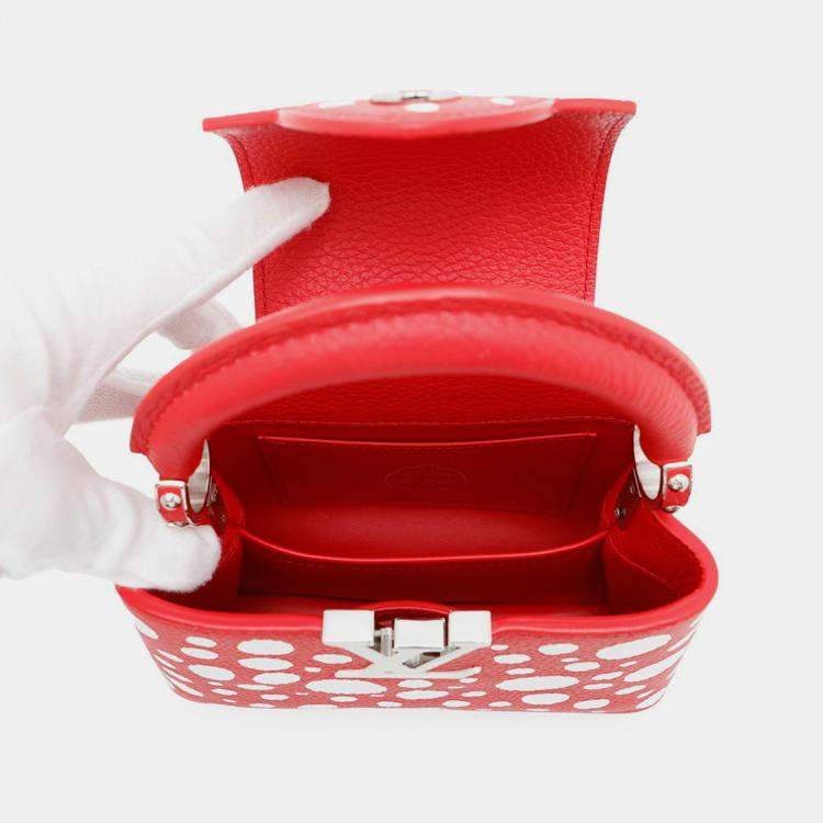 Pre Owned Louis Vuitton Capucines Red Infinity Dot Leather Shoulder Bag