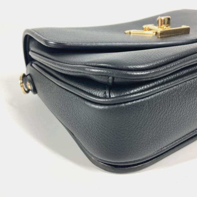 Pre Owned Louis Vuitton Oxford Lockme Black Leather Crossbody Bag