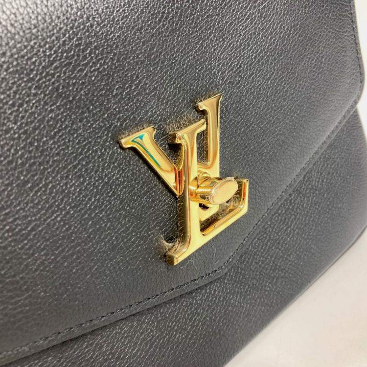 Pre Owned Louis Vuitton Oxford Lockme Black Leather Crossbody Bag