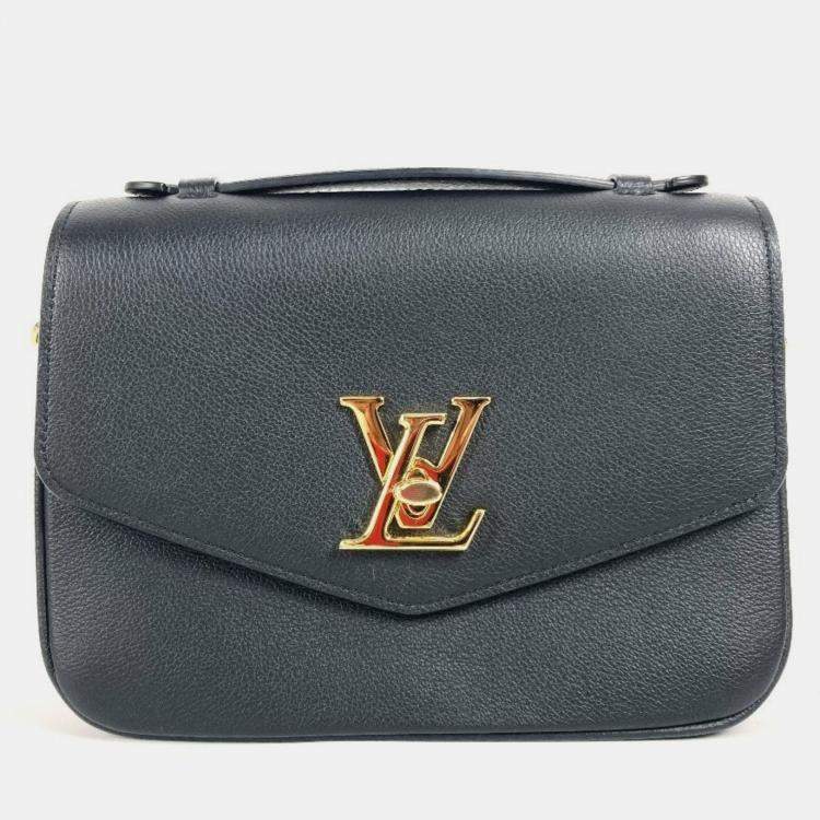 Pre Owned Louis Vuitton Oxford Lockme Black Leather Crossbody Bag