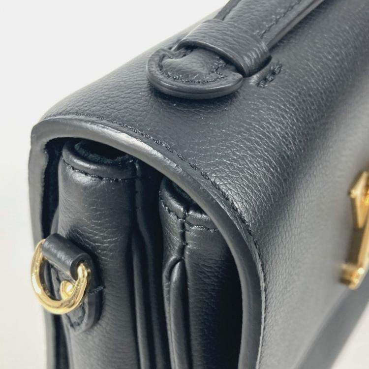 Pre Owned Louis Vuitton Oxford Lockme Black Leather Crossbody Bag