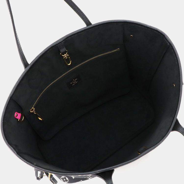 Pre Owned Louis Vuitton Neverfull MM Black/White Empriente Leather Tote Bag