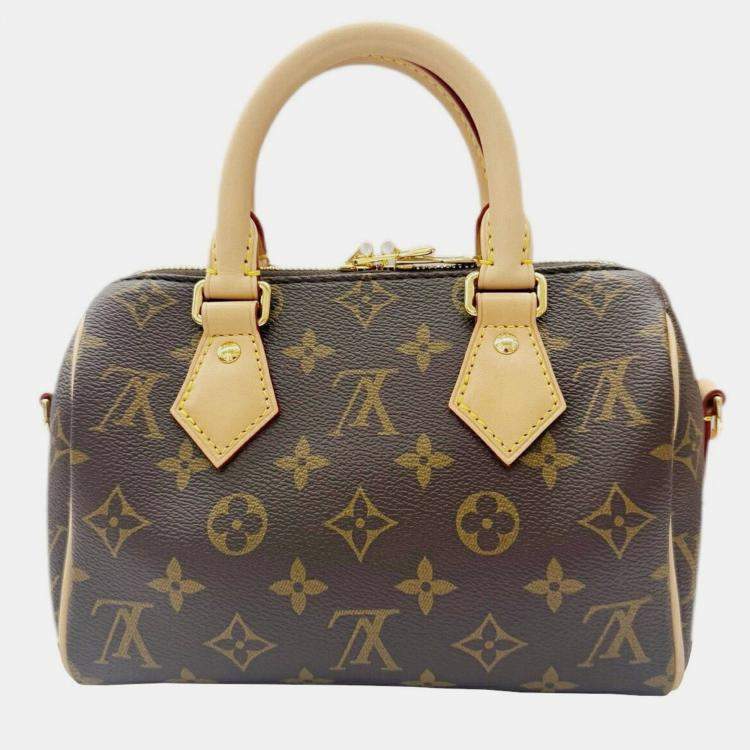 Pre Owned Louis Vuitton Speedy Bandouliere 20 Brown Monogram Canvas Crossbody Bag