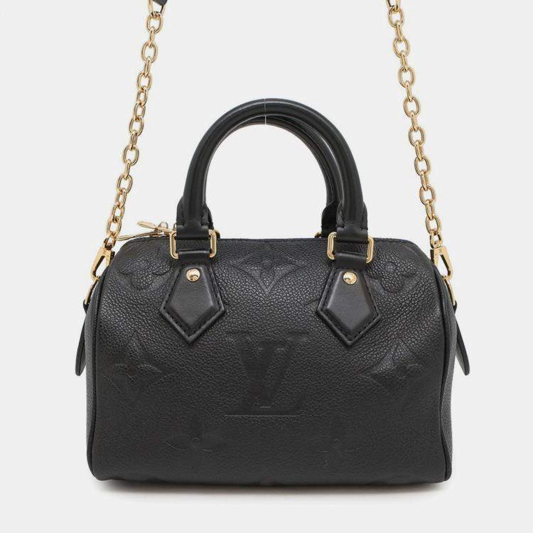 Pre Owned Louis Vuitton Speedy Bandouliere 20 Black Empreinte Giant Monogram Leather Duffel Bag