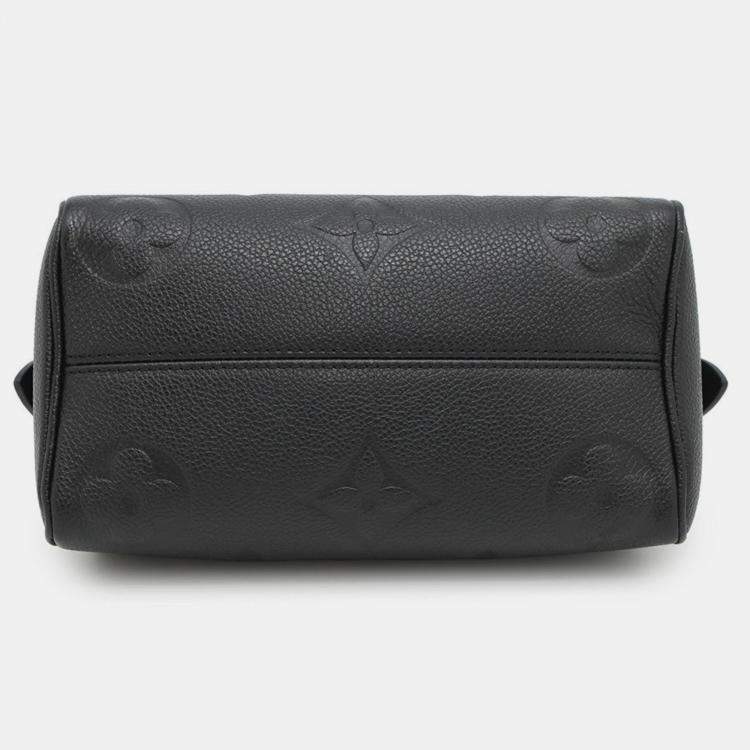 Pre Owned Louis Vuitton Speedy Bandouliere 20 Black Empreinte Giant Monogram Leather Duffel Bag