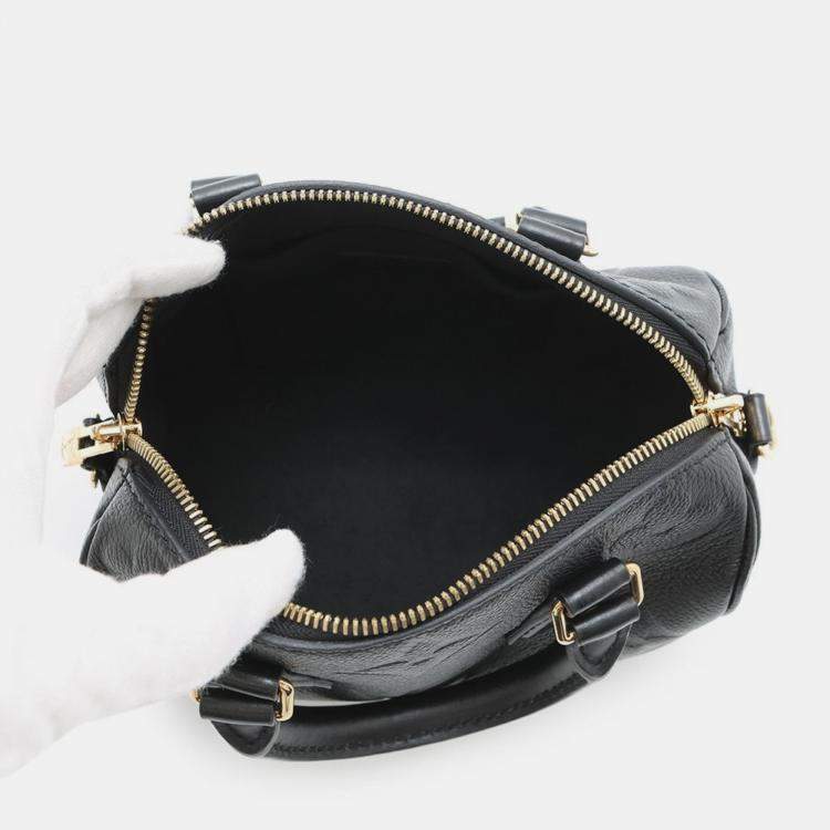 Pre Owned Louis Vuitton Speedy Bandouliere 20 Black Empreinte Giant Monogram Leather Duffel Bag