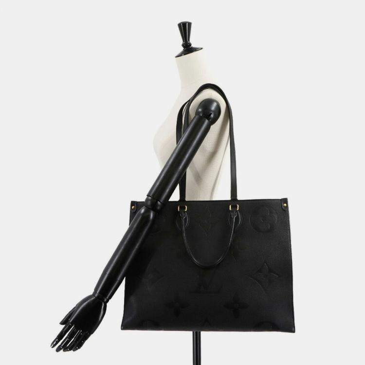 Pre Owned Louis Vuitton On The Go GM Black Empreinte Giant Monogram Leather Duffel Bag