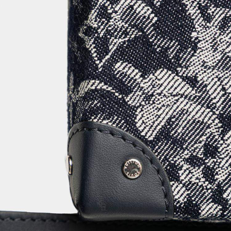 Pre Owned Louis Vuitton Blue Monogram Tapestry Trunk Messenger