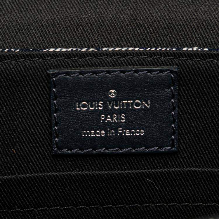 Pre Owned Louis Vuitton Blue Monogram Tapestry Trunk Messenger