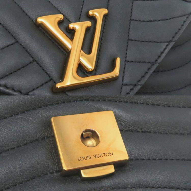 Pre Owned Louis Vuitton New Wave Chain Bag Shoulder Leather Noir (Black)