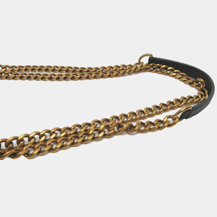 Pre Owned Louis Vuitton New Wave Chain Bag Shoulder Leather Noir (Black)
