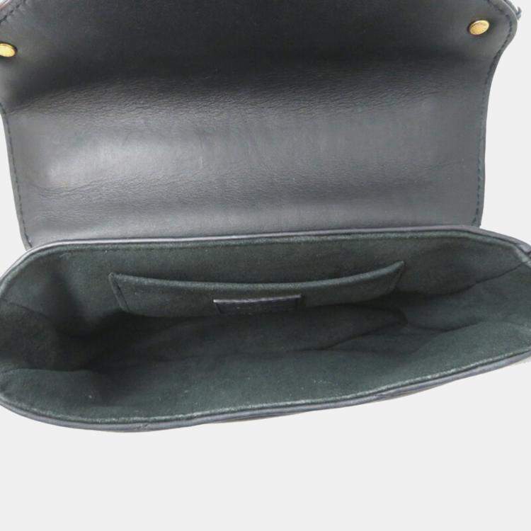 Pre Owned Louis Vuitton New Wave Chain Bag Shoulder Leather Noir (Black)