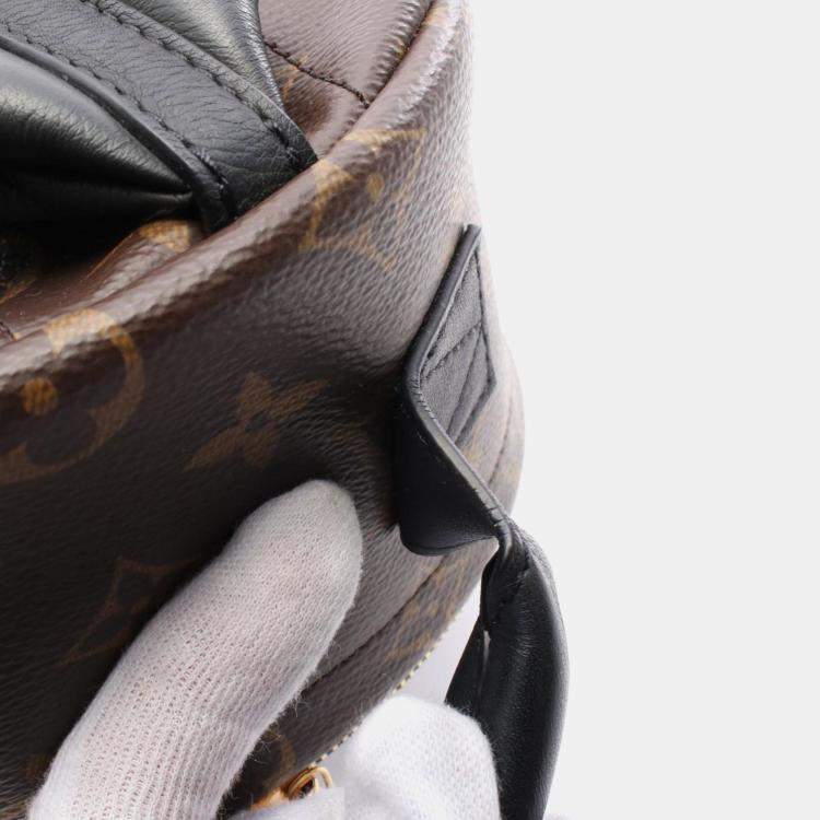 Pre Owned Louis Vuitton Palm Springs Backpack Pm Monogram Coated Canvas Leather Brown Black