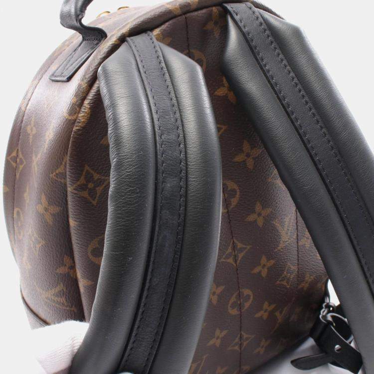Pre Owned Louis Vuitton Palm Springs Backpack Pm Monogram Coated Canvas Leather Brown Black