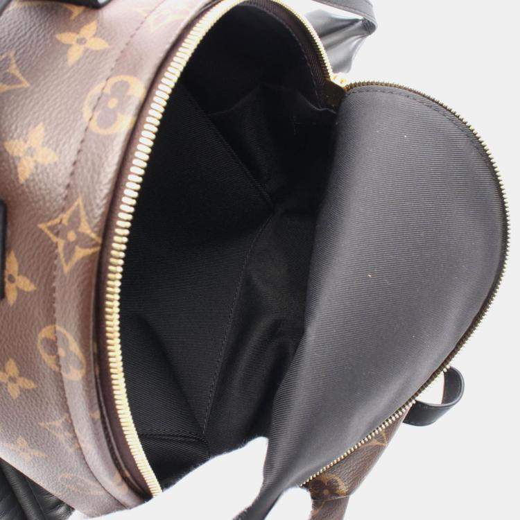 Pre Owned Louis Vuitton Palm Springs Backpack Pm Monogram Coated Canvas Leather Brown Black