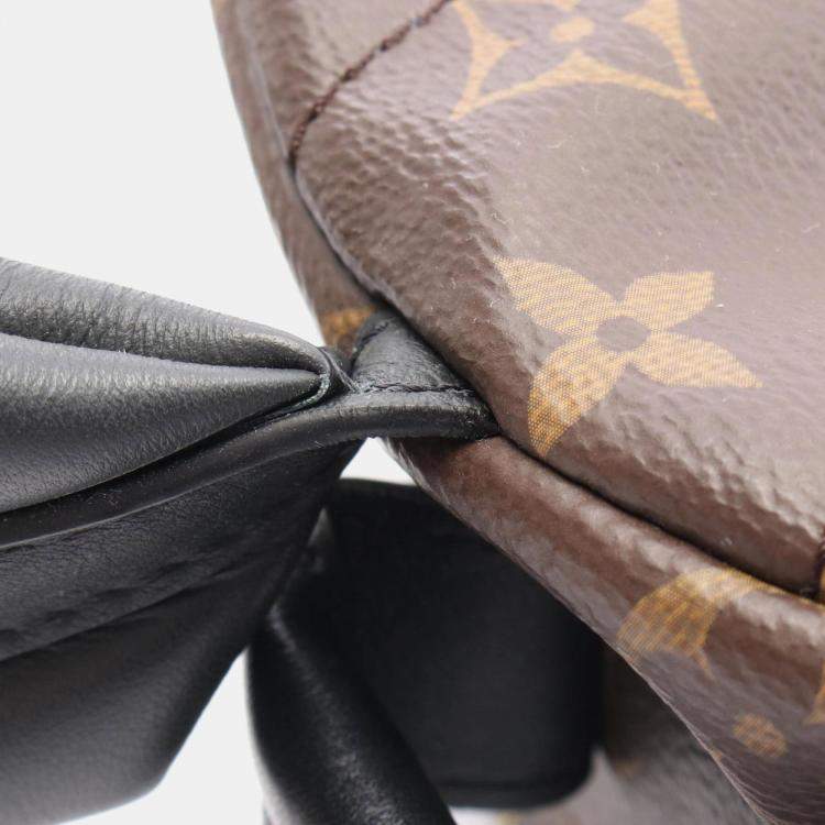 Pre Owned Louis Vuitton Palm Springs Backpack Pm Monogram Coated Canvas Leather Brown Black
