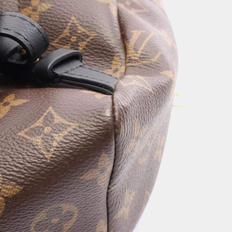 Pre Owned Louis Vuitton Palm Springs Backpack Pm Monogram Coated Canvas Leather Brown Black
