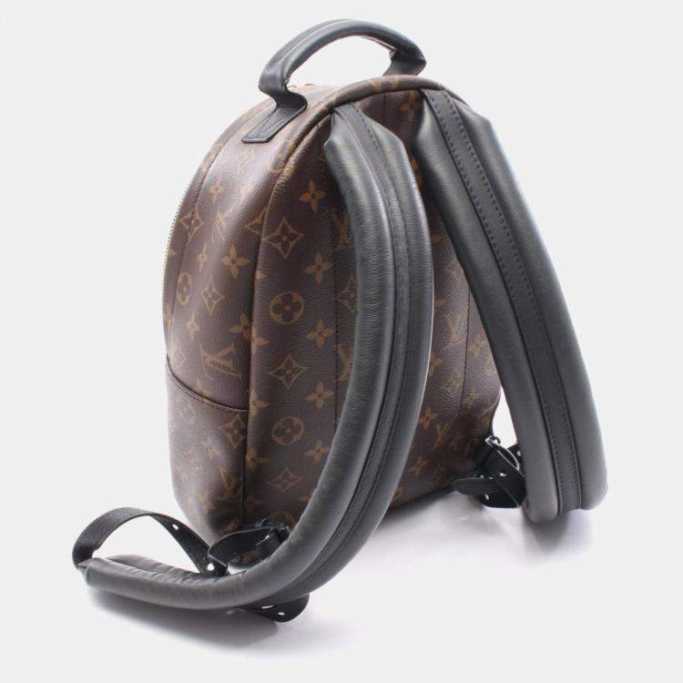 Pre Owned Louis Vuitton Palm Springs Backpack Pm Monogram Coated Canvas Leather Brown Black