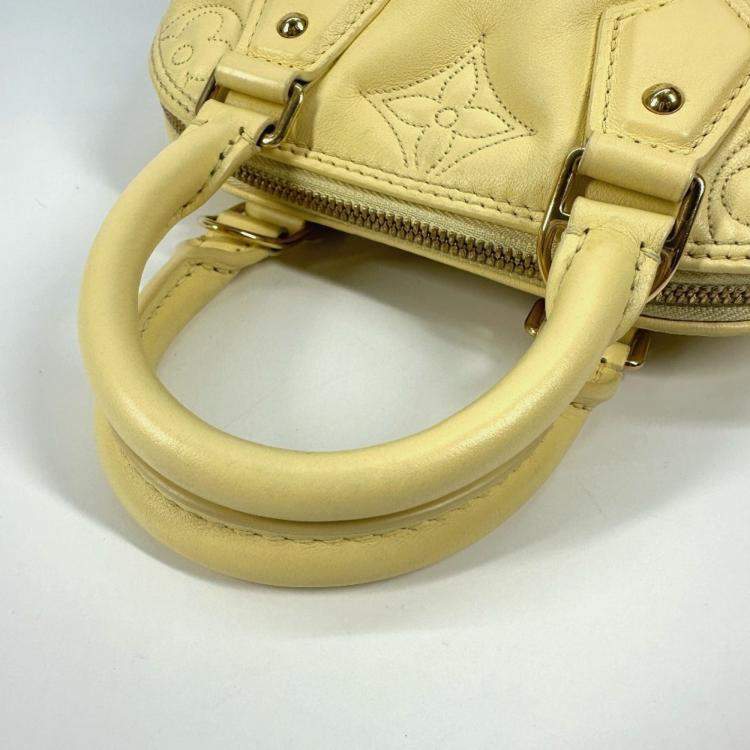 Pre Owned Louis Vuitton Soft Bubble Gram Alma Bb Bag 2Way Crossbody Handbag Leather Banana Yellow