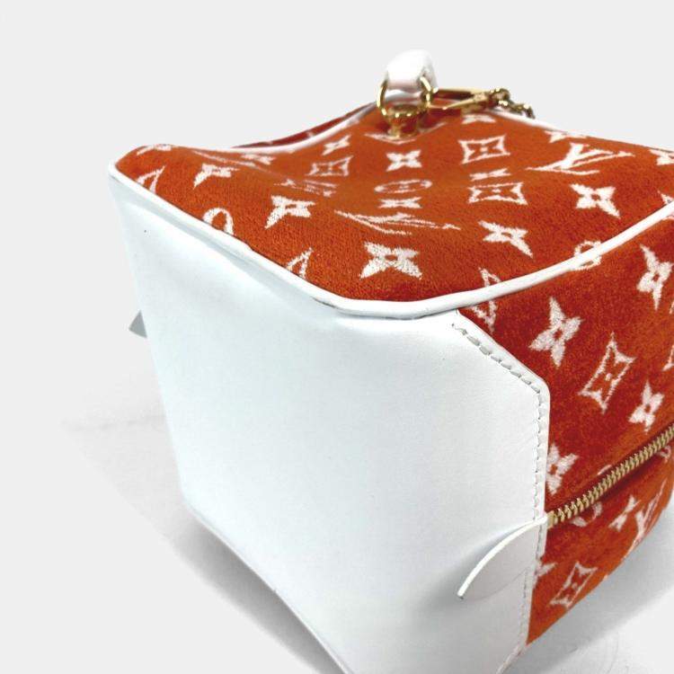 Pre Owned Louis Vuitton Match Square Bag 2-Way Chain Shoulder/Handbag Velvet/Leather Terracotta Brown/Orange