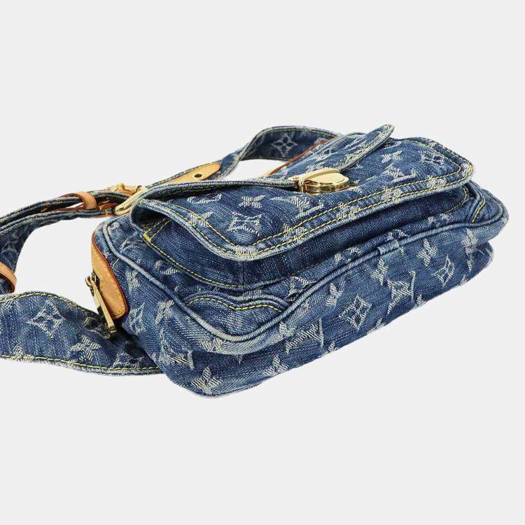 Pre Owned Louis Vuitton Monogram Denim Bum Bag Waist Pouch/Body Bag Blue