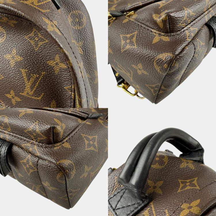 Pre Owned Louis Vuitton Monogram Palm Springs Backpack Mini Canvas Brown