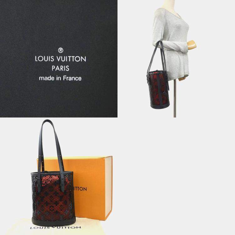 Pre Owned Louis Vuitton Handbag Monogram Lace Bucket Pm Patent Leather Black