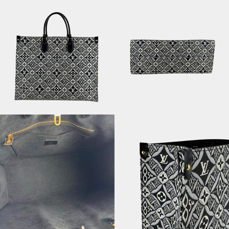 Pre Owned Louis Vuitton Monogram Jacquard On-The-Go Gm Shoulder Bag/Handbag Black