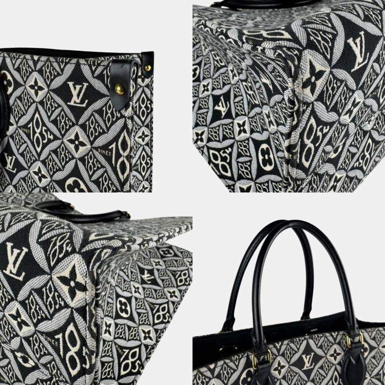 Pre Owned Louis Vuitton Monogram Jacquard On-The-Go Gm Shoulder Bag/Handbag Black