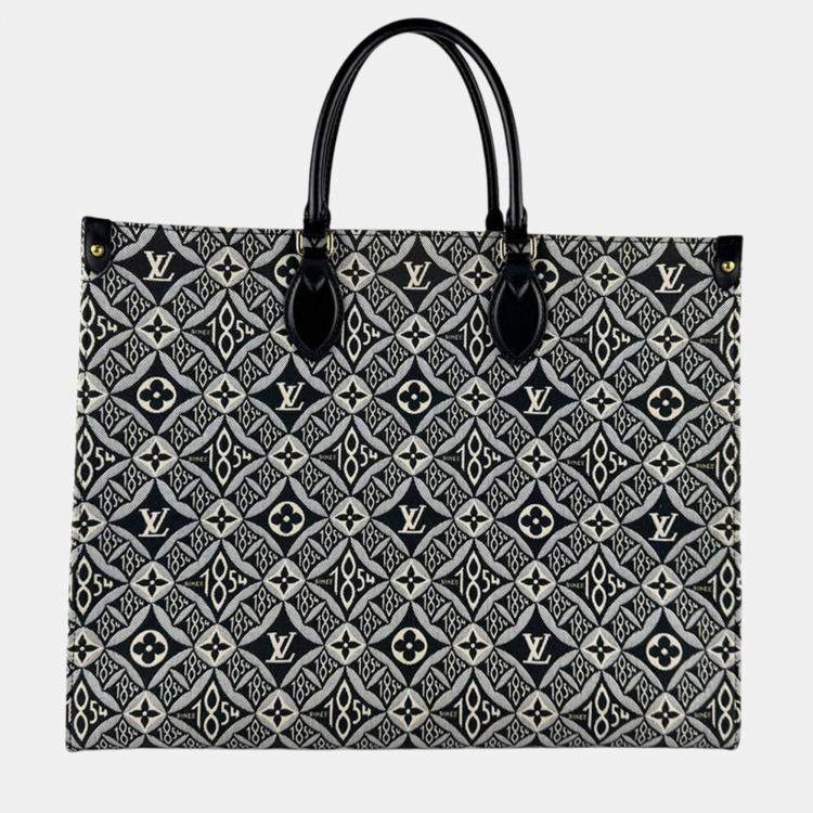 Pre Owned Louis Vuitton Monogram Jacquard On-The-Go Gm Shoulder Bag/Handbag Black