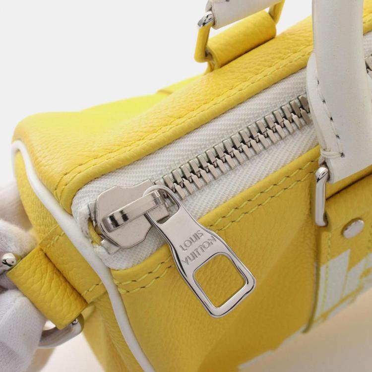 Pre Owned Louis Vuitton Keepall Xs Everyday Lv Handbag Leather Yellow White