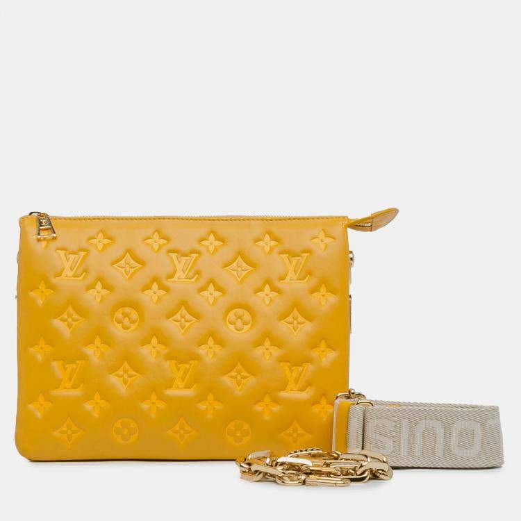 Pre Owned Louis Vuitton Yellow Monogram Coussin PM