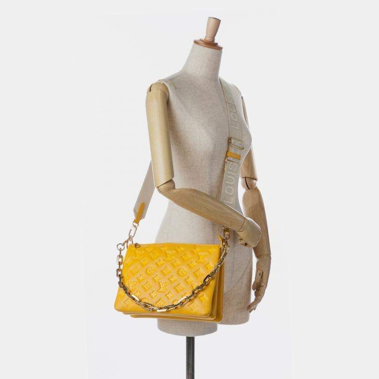 Pre Owned Louis Vuitton Yellow Monogram Coussin PM