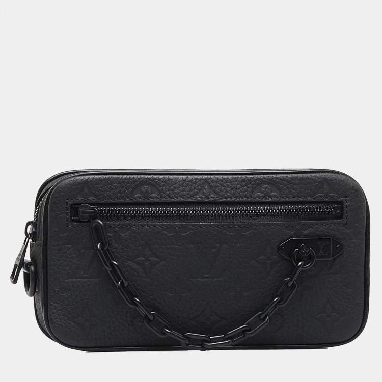 Pre Owned Louis Vuitton Black Monogram Taurillon Pochette Volga