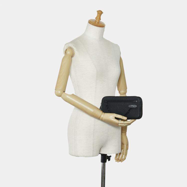 Pre Owned Louis Vuitton Black Monogram Taurillon Pochette Volga