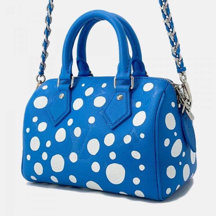 Pre Owned Louis Vuitton Lvxyk Speedy Bandouliere Blue Monogram Empreinte Leather Size 20